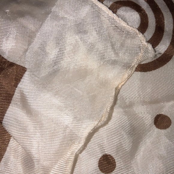 vintage 100% silk white brown circles print scarf - Picture 2 of 4